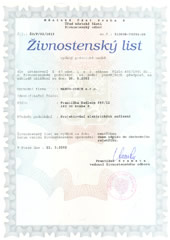 Živostenský list MARCO-CZECH s.r.o. - projektování elektrických zarízení