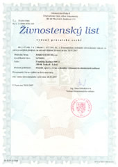 Živostenský list MARCO-CZECH s.r.o. - Montáž, opravy, revize a zkoušky vyhrazených elektrických zarízení